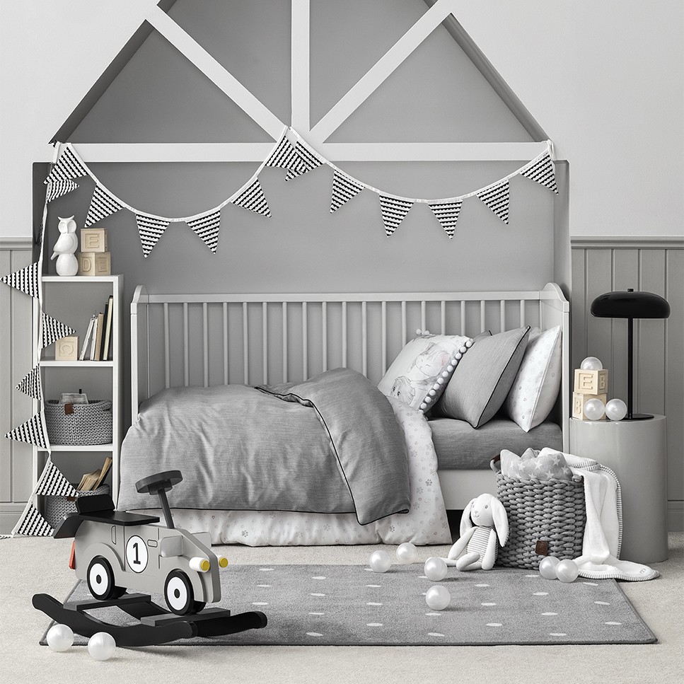 Bed linen set for babies ANTHRACITE