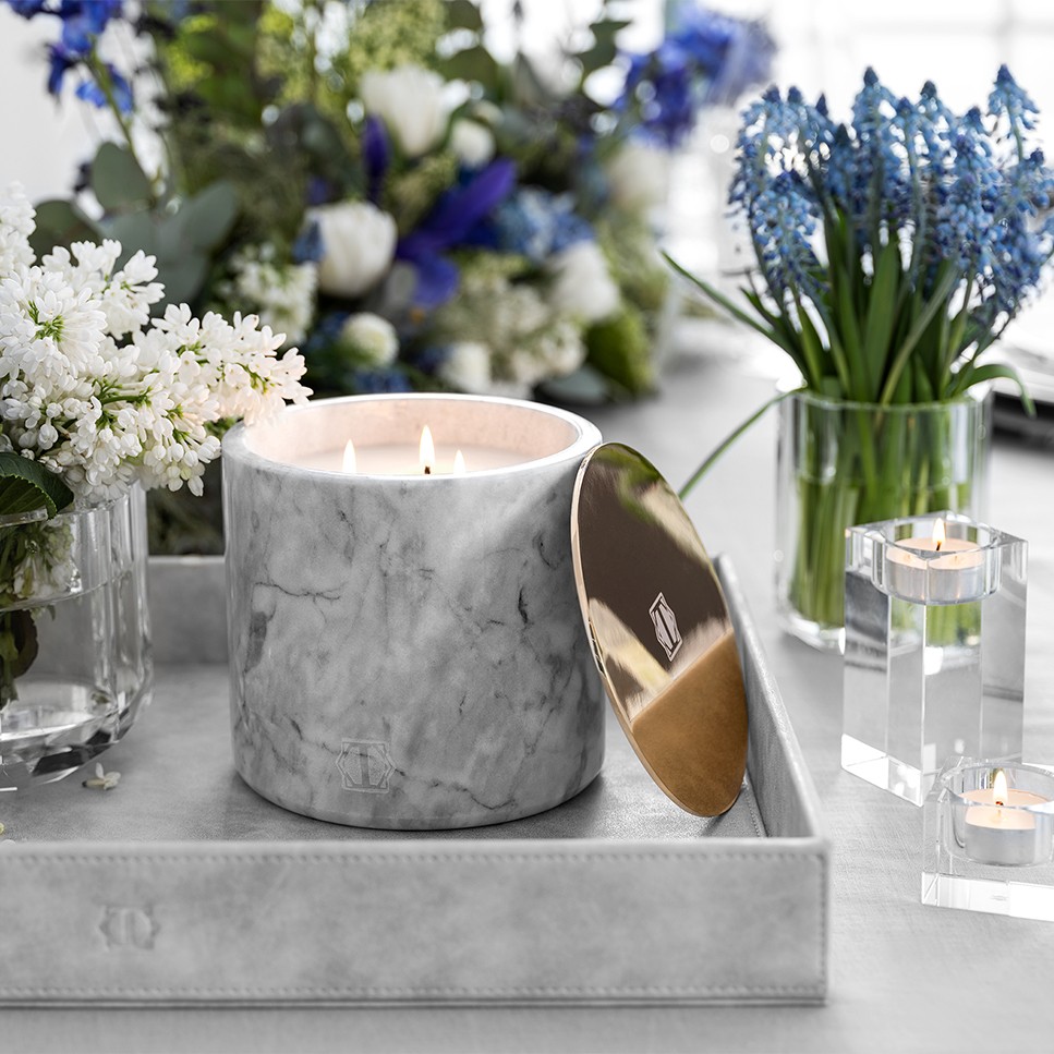Ароматические свечи Свеча ароматическая Цветок лилии и пион Металл Мрамор - Фото