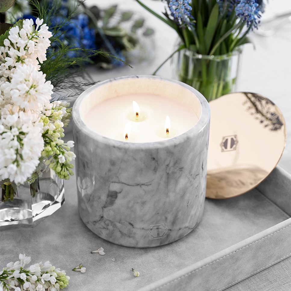 Ароматические свечи Свеча ароматическая Цветок лилии и пион Металл Мрамор - Фото